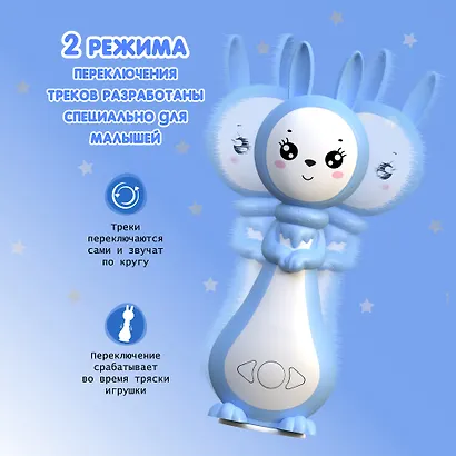 Зайчик Няня «Грызушка». Музыкальная интерактивная игрушка. Синий. 8 режимов, 7 функций - фото 9