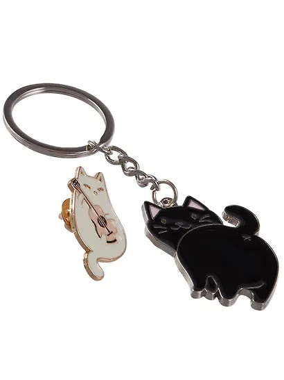 Набор Брелок My lucky charm Котик с хвостиком (черный) (металл) (12-07150-Z1823)+Значок Pin Joy Котик с гитарой (металл) (12-08599-925) - фото 8