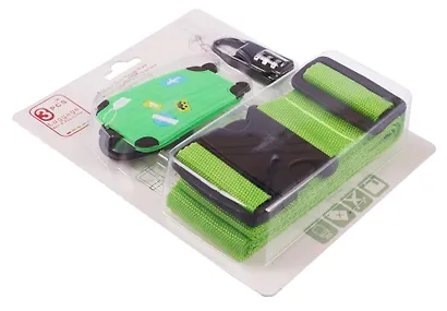 Travel набор Бирка, замочек и ремень для багажа (зеленый) (12-travel22-B3) - фото 2