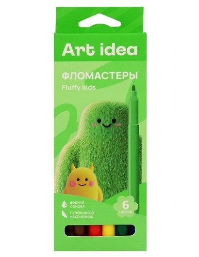 Фломастеры 06цв "Fluffy Kids", к/к, подвес, Art idea - фото 1