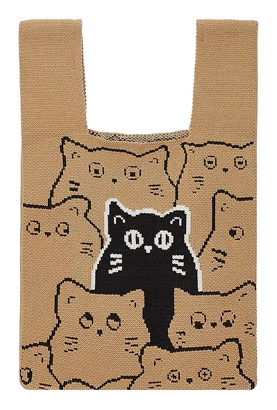 Сумочка вязаная Котики паттерн (текстиль) (20х33) (12-15525-202405-SH2) - фото 1