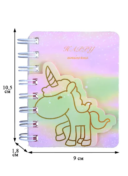 Записная книжка А7+ 100л лин. "Happy unicorns" спираль, вырубн.блок, тиснение фольгой, инд.уп., ассорти - фото 2