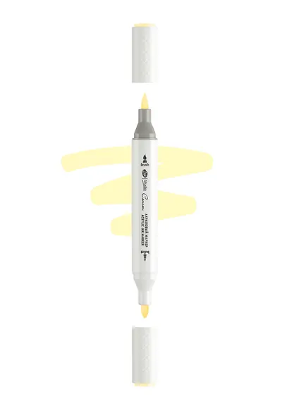 Маркер акриловый "Сонет" лимонный светлый, двусторонний, перо кисть/пуля - фото 1