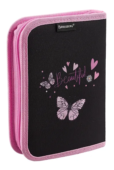 Пенал 1 отделение "Flower butterfly" с наполнением, 21*14 см, 24 предмета - фото 2