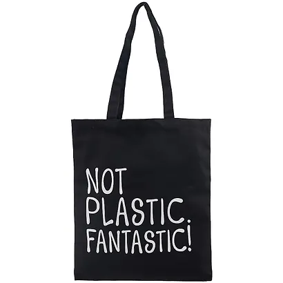 Сумка-шоппер Not Plastic. Fantastic! черная, текстиль, 40см.*32см., с 2 ручками - фото 1