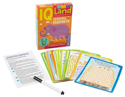 IQ Land. Задачки. Многоразовые карточки с маркером. Загадочные лабиринты - фото 3