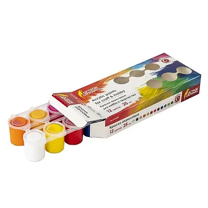 Краски акриловые "Остров Сокровищ", 25 мл, 12 цветов - фото 2