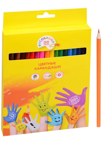 Карандаши цветные Рисовашка, 36 цветов - фото 3