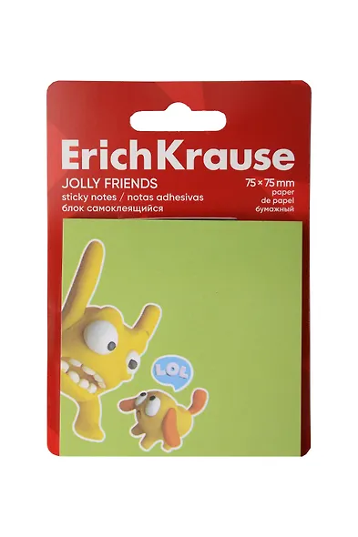 Блок 75*75 самоклеящийся 50л "Jolly Friends" ассорти, Erich Krause - фото 3