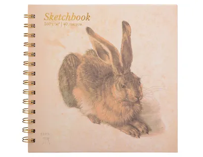Скетчбук 195*195 40л "Дюрер. Молодой заяц" 160г/м2, тв.обложка, спираль - фото 1