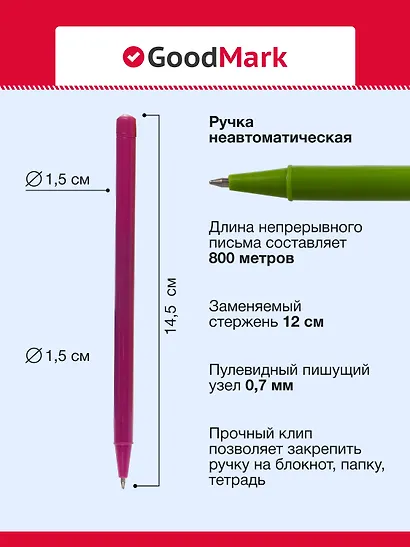 Набор шариковых ручек синих, Rainbow, GoodMark, 10 штук - фото 4