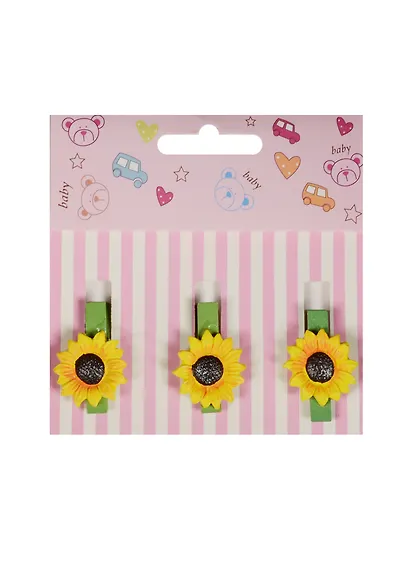 Набор прищепок декоративных, 3 шт, полистоун,подсолнух - фото 1