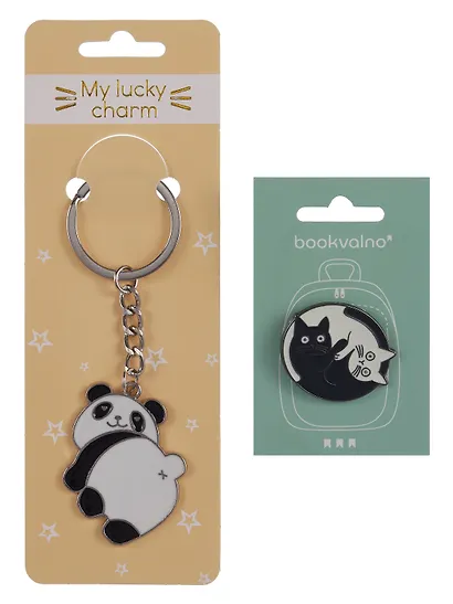 Набор Брелок My lucky charm Панда (металл) (12-07150-Z1825)+Значок Pin Joy Коты Инь-Ян (металл) (12-08599-962) - фото 10