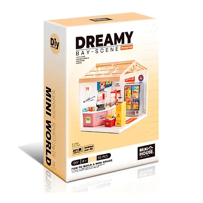 8001 Конструктор интерьерный для детского творчества – сборный домик Fairy Care «Круглосуточный магазин», количество деталей - 92 (материалы: пластик, металл, картон), со световыми эффектами (подсветк - фото 1