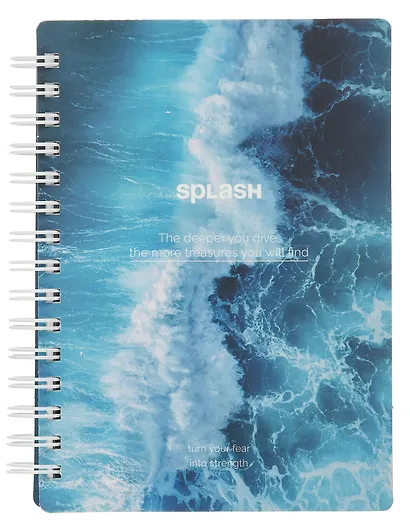 Записная книжка А6 120 листов в клетку, "Ocean", брызги, на спирали - фото 1