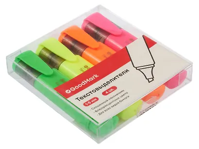 Текстовыделители 4 цвета 1-5 мм, флюоресцентые, GoodMark - фото 2
