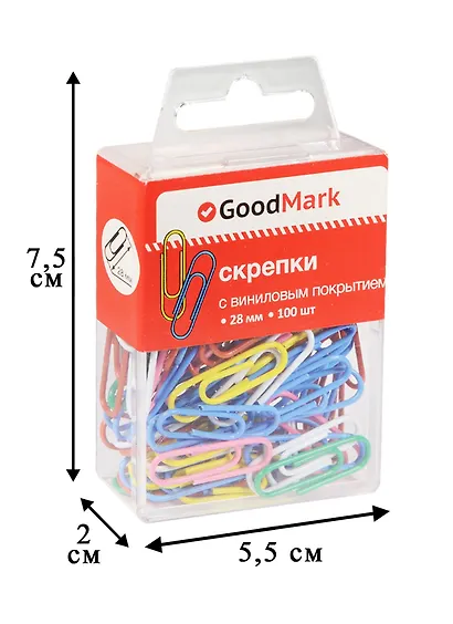 Скрепки 28 мм 100 штук, винил, в ассортименте, GoodMark - фото 4