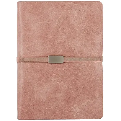 Ежедневник-органайзер недат. А5+ 160л 160*225 "Жатка" розовый, кожзам, мягкий переплет, тонир.блок, 4 кольца, гориз.резинка - фото 1