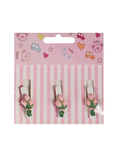 Набор прищепок декоративных, 3 шт, полистоун,тюльпан розовый - фото 1