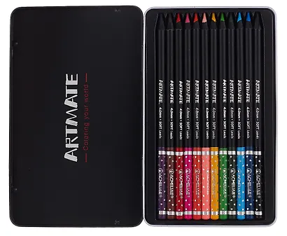 Карандаши цветные 12цв "Blackwood Artmate" мет.футляр, супермягкие, утолщ.грифель 4мм, ACMELIAE - фото 2