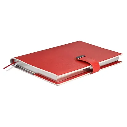 Ежедневник недат. А5+ 160л 170х245 "Шеврет" красный, иск.кожа, мягкий переплет, съемная обл., офсет, ляссе, подар.карт.коробка - фото 3