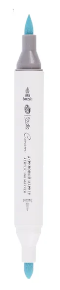 Маркер акриловый "Сонет" небесно-голубой, двусторонний, перо кисть/пуля - фото 2