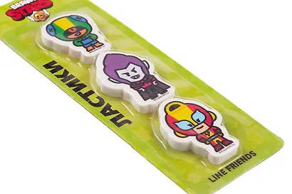 Ластики 3 штуки "Brawl Stars. Леон, Мортис, Макс" фигурные, блистер - фото 3