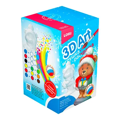 3D Art.Игрушка-раскраска "Новогодний мишка" Ир-030 3D - фото 1