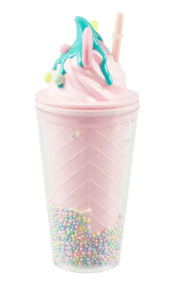 Стакан Мороженое Ушки круглые Котик-русалка (пластик) (480мл) (12-CHOUWU-YW531) - фото 2