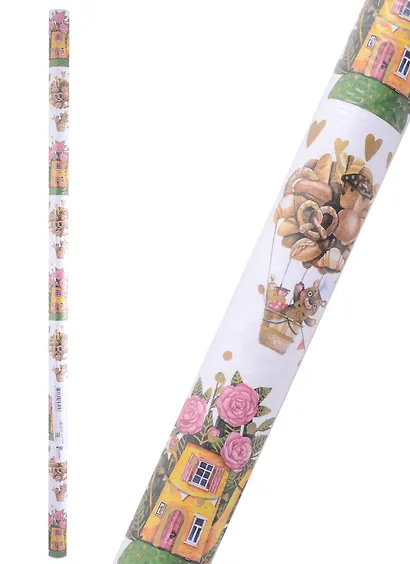 Бумага упаковочная 70*100см "Веселый праздник" инд.уп. - фото 1