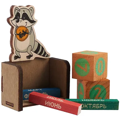 Календарь вечный Енотик с печенькой (7х11х3,5) (дерево) (kd4) - фото 2