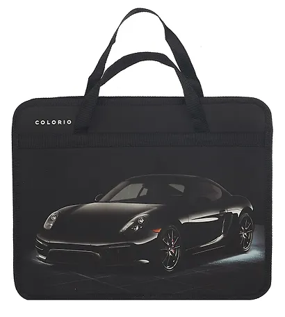 Папка для тетрадей А4 "Black car" 33*26*12см, пластик, молния, ручки, дно с расширением инд.уп. - фото 4