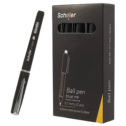 Ручки шариковые синие 12 штук "Eclipse" 0,7 мм, soft touch, Schiller - фото 2