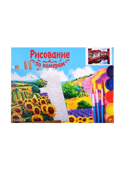 Набор для раскрашивания по номерам ТМ Рыжий Кот Холст с красками 22х30см Яркие домики у канала (Арт. HS241) - фото 2