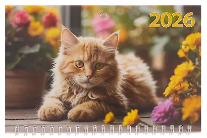 Календарь квартальный 2026г 195*465 "Котёнок" настенный, трёхблочный, спираль - фото 2