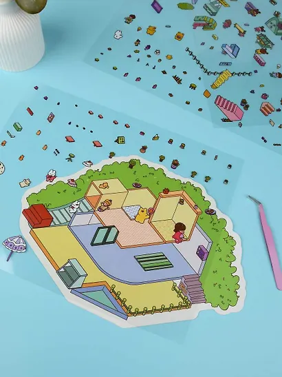 Наклейки-румбокс для создания миниатюрных сцен "Рынок", размер 264х211 мм. Металлический пинцет в наборе - фото 9