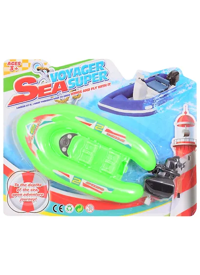 Моторная лодка с заводным механизмом, в ассортименте - фото 1