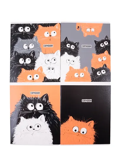 Тетрадь в клетку Феникс+, "Удивлённые коты", 48 листов, в ассортименте - фото 3
