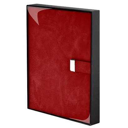 Ежедневник недат. А5+ 160л 170х245 "Шеврет" красный, иск.кожа, мягкий переплет, съемная обл., офсет, ляссе, подар.карт.коробка - фото 1