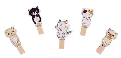 Прищепки декоративные с веревкой Котики (10шт) - фото 3