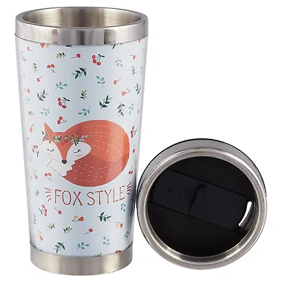 Термостакан Спящая лиса и вишенки (пластик) (400мл) - фото 2