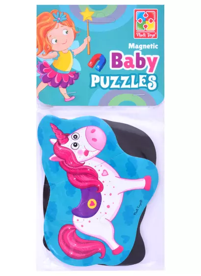 Мягкие магнитные Baby puzzle "Фея и единорог" 2 картинки, 7 эл. - фото 1