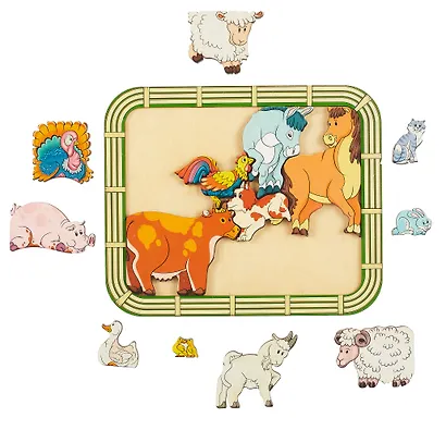 Зоопазл деревянный "Переполох на ферме" 14 деталей - фото 3