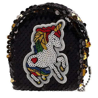 Сумочка-рюкзачок на молнии с пайетками Единорог (10см) (текстиль) - фото 2