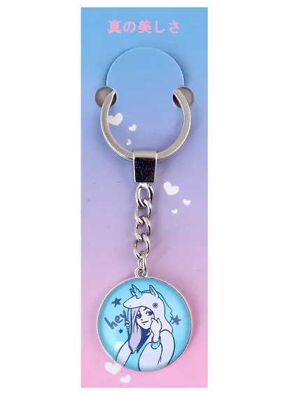 Брелок Аниме Девушка в шапке-единороге комикс (стекло) (3,2 см) - фото 1