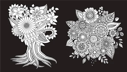 Чарующие цветы. Раскраска на черном фоне - фото 4