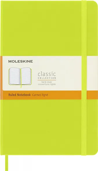 Книга для записей А5, 120 листов в линейку "Classic Large", твердая обложка, лаймовый, резинка, ляссе, Moleskine - фото 2