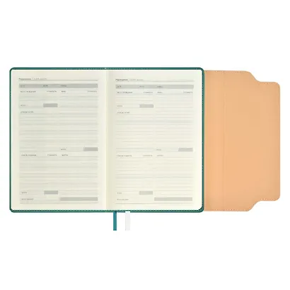 Ежедневник недат. А5 160л "Лейкер" зеленый, белый, бежевый, кожзам, тв.переплет, тиснение фольгой, карман, магн.клапан, офсет, ляссе - фото 8