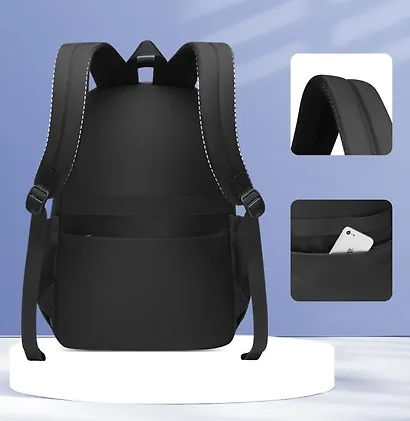 Рюкзак черный "Sun Eight" 47*32*14см, 2 отделение, 5 карманов, с брелоком - фото 3