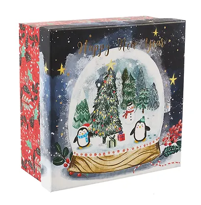 Коробка подарочная "Новогодние пингвинята" НГ, 15.5*15.5*6.5, картон - фото 1